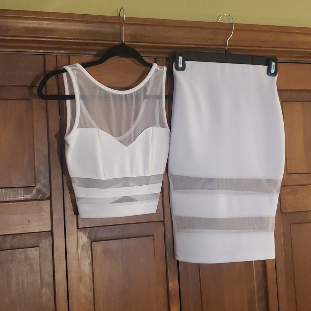 White Two Piece Skirt and Tank